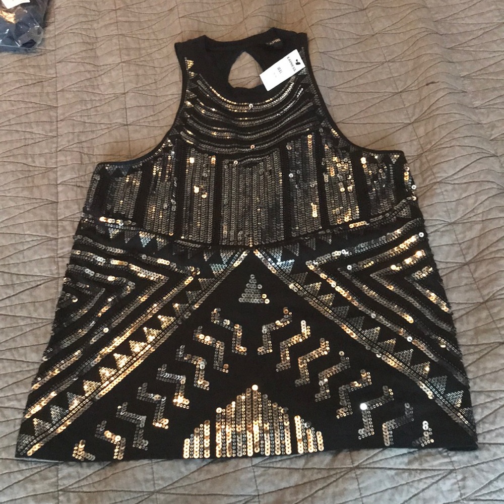Black & silver sequins dress top